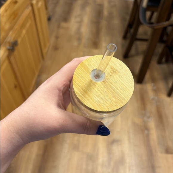 Glass Tumbler with Bamboo Lid and Straw - Picture 2 of 3